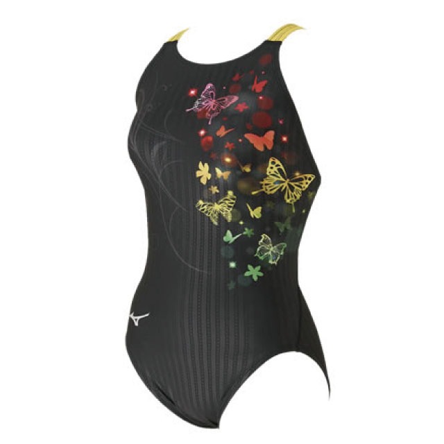 미즈노 여자 수영복  원피스 블랙 옐로우 [ N2MA0249_94 ] 여성 실내 선수용 강습용 FINA 