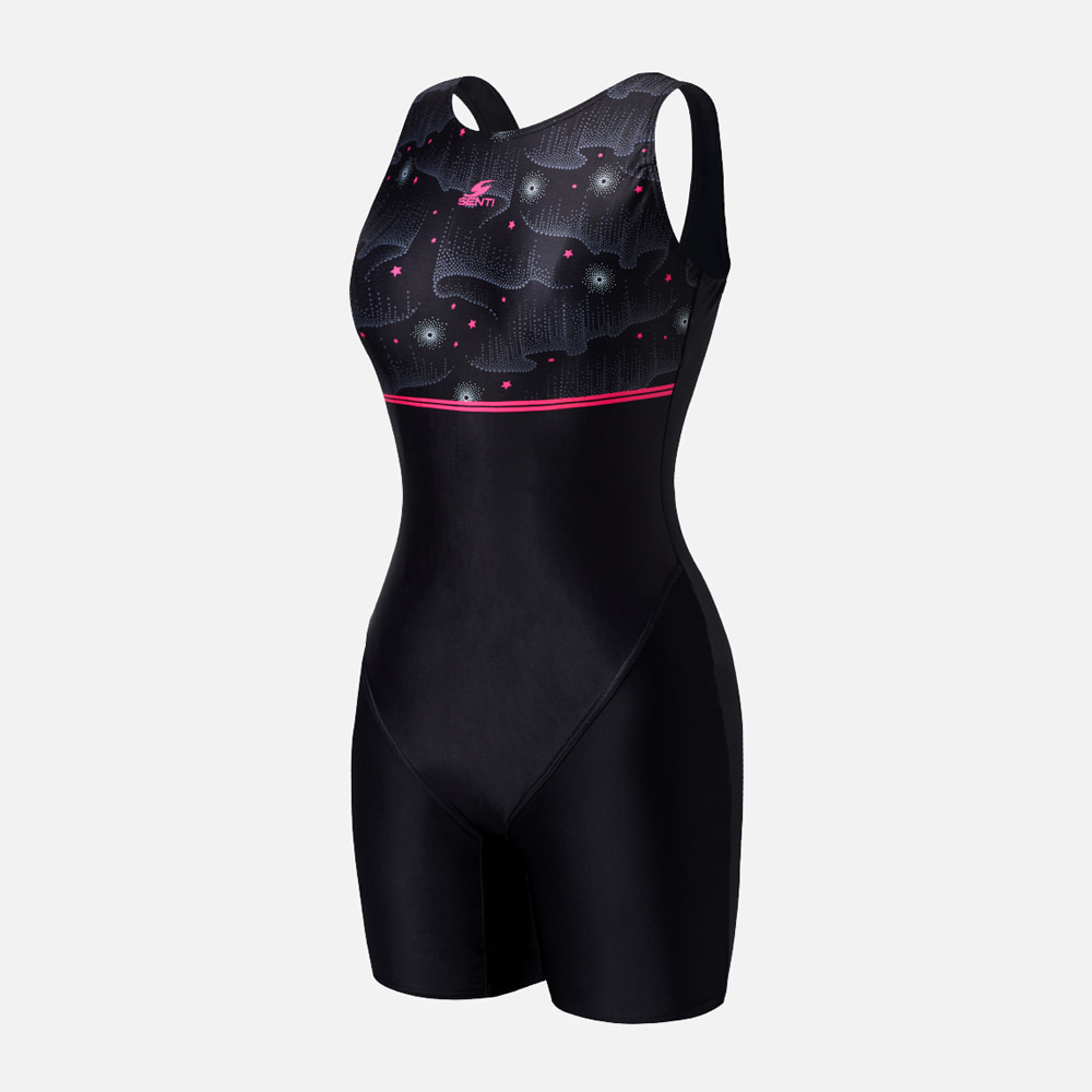 센티 여성 수영복 밀키웨이 아쿠아복 3부 블랙핑크 [WSA-23502] 성인 반전신 실내수영복