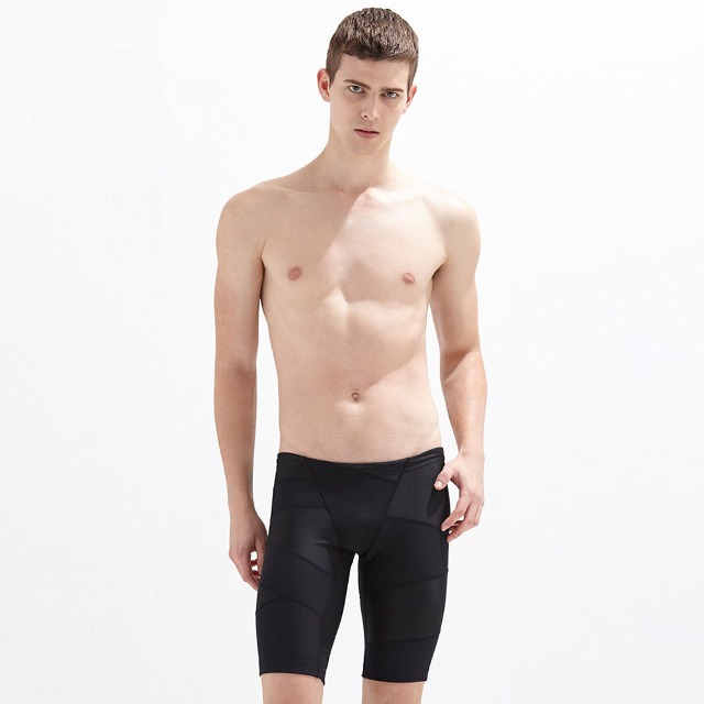 후그 남성 반신 수영복 슬라이스 5부 슬림핏 탄탄이 블랙 [MLT880] 남자수영복 실내수영복